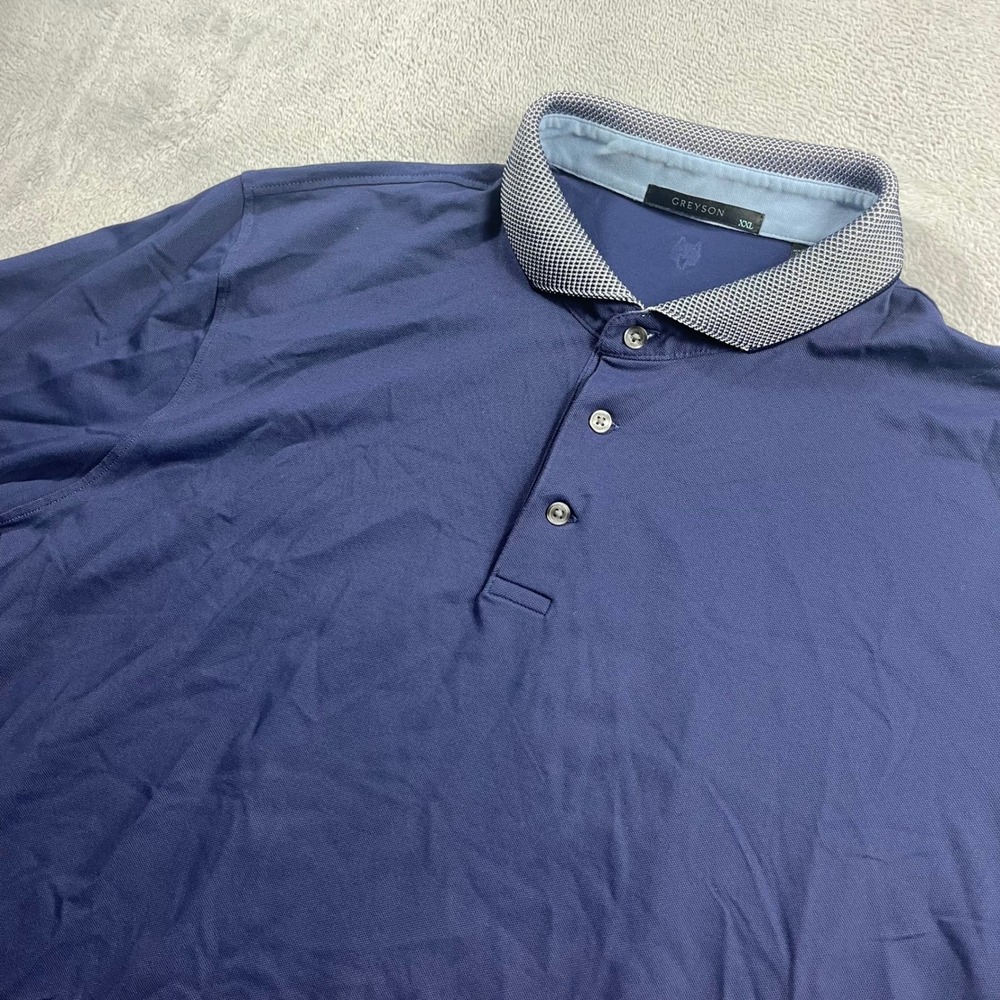 Greyson Mens XXL Navy Blue Performance Golf Polo Shirt Contrast Collar